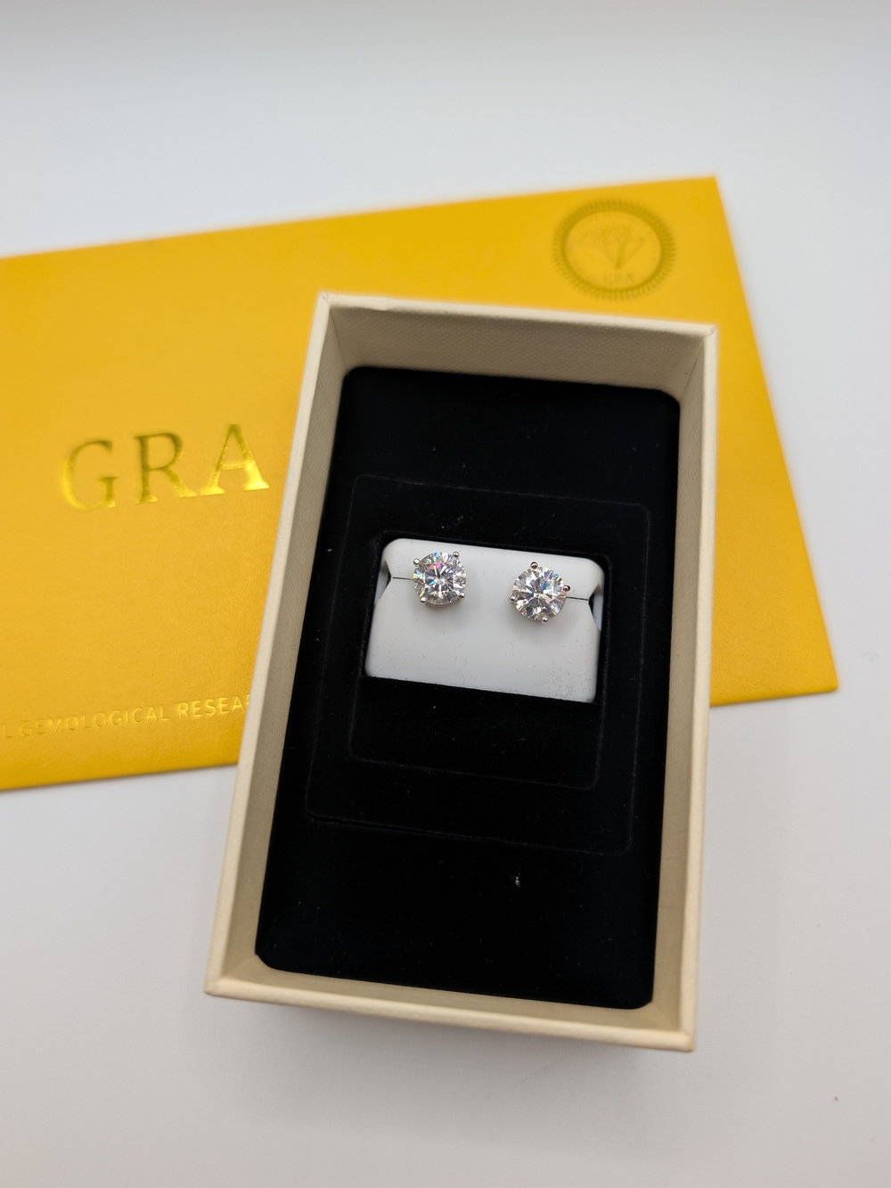 NWT GRA Certified 4.0 CTW Moissanite Stud Earrings 925 Sterling Silver